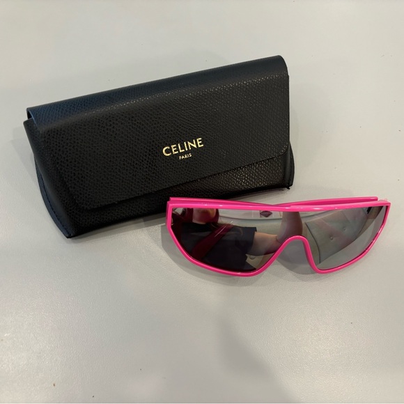 NWOT CELINE shield MIRROR PINK SUNGLASSES - Picture 11 of 14